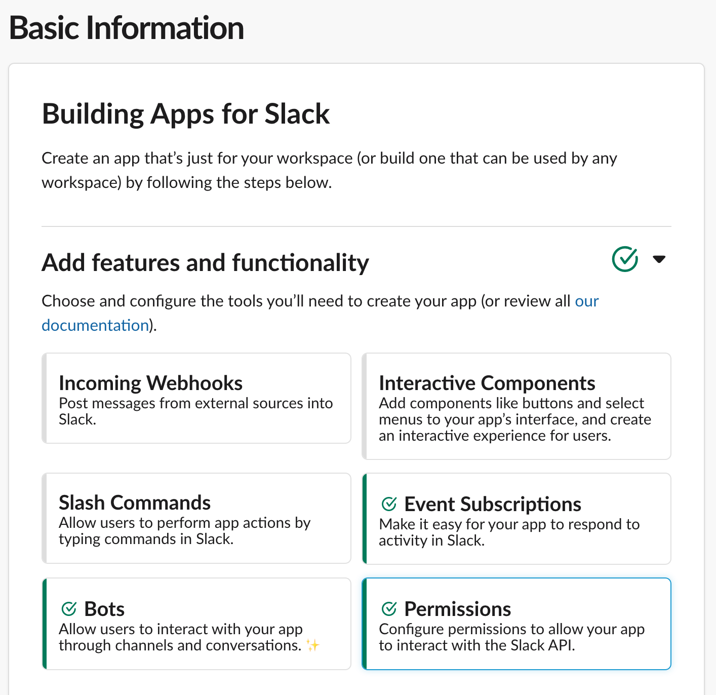 Slack API features